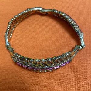Vintage Coro bracelet with pink stones 6,5”L
